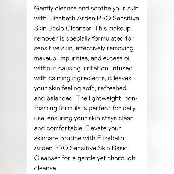 🌸 Elizabeth Arden PRO Sensitive Skin Basic Cleanser & Makeup Remover 6 oz NIB - Picture 4 of 5